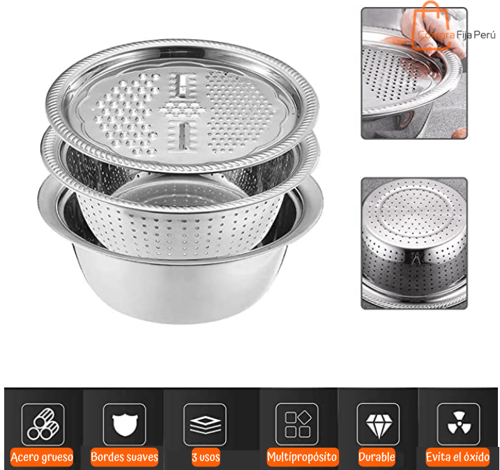 Rallador 3 en 1 acero inoxidable